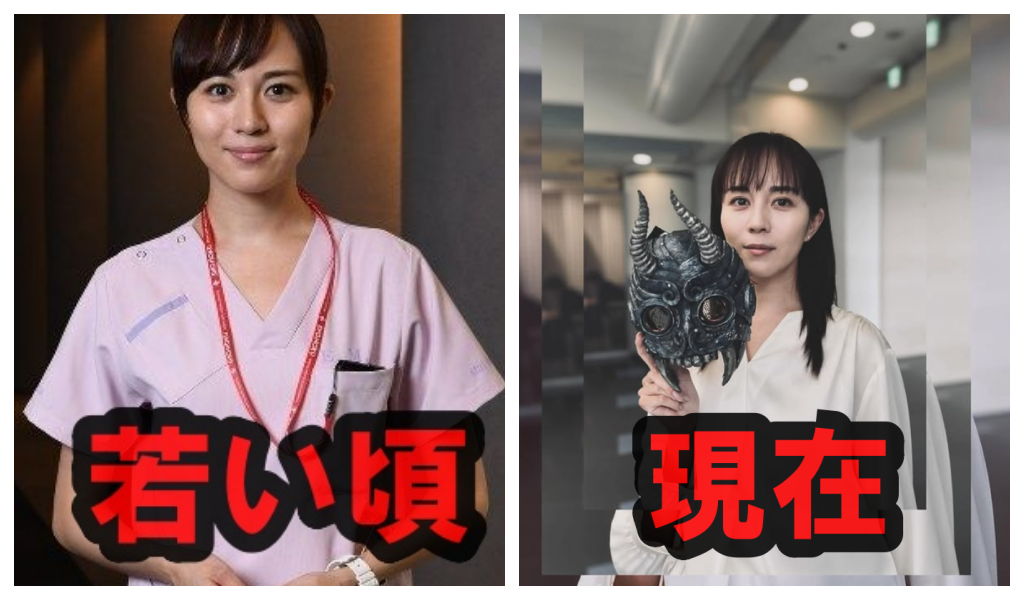 比嘉愛未さんの若い頃、右：比嘉愛未さんの現在