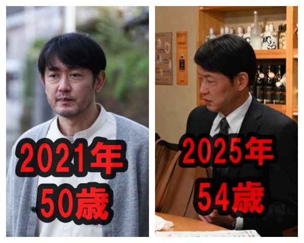 2021年、2025年の筒井道隆の比較画像