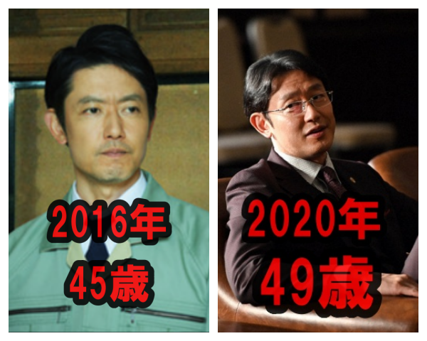 2016年、2020年の筒井道隆比較画像